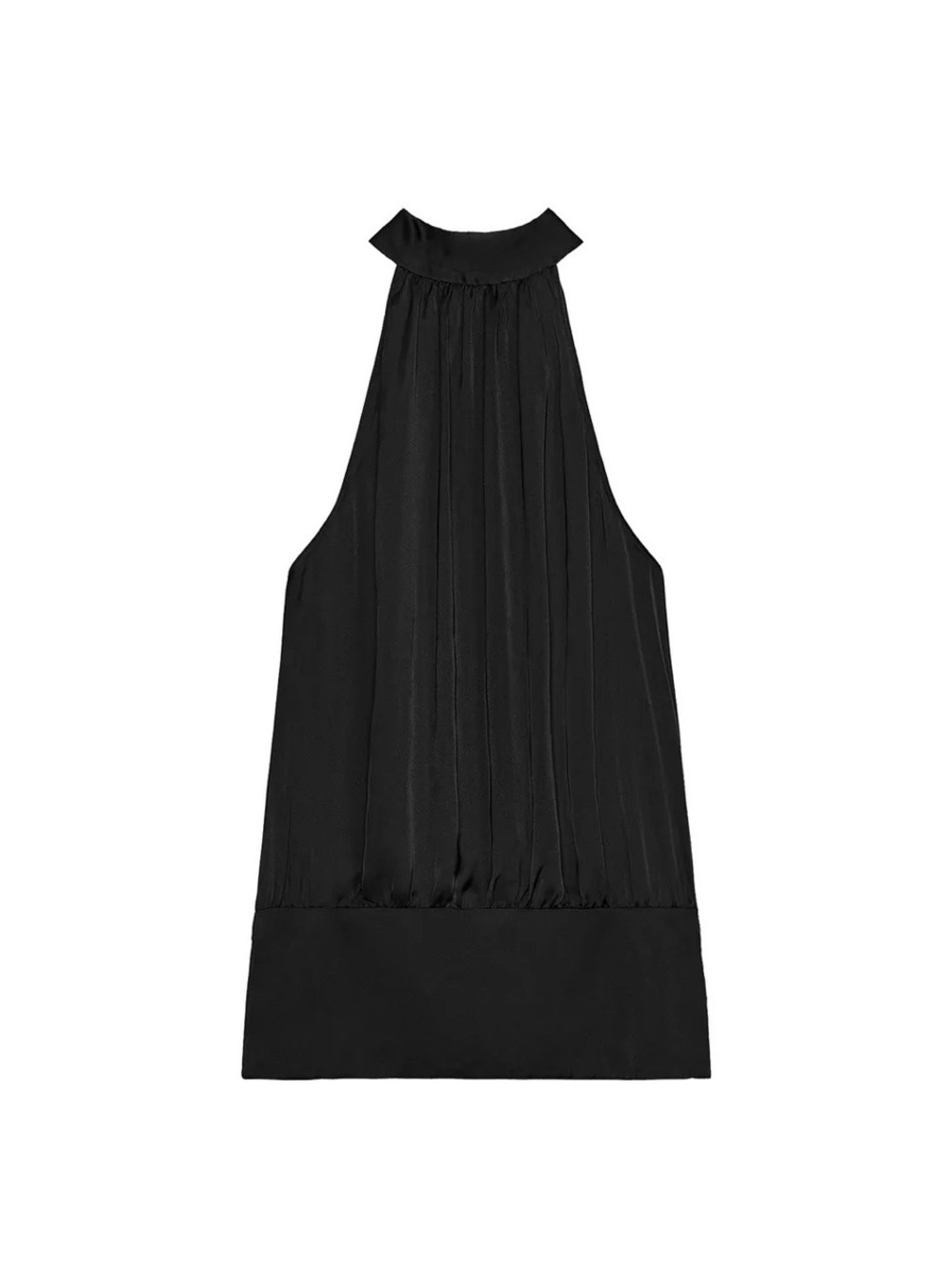 Zara Black Halter Neck Pleated Top